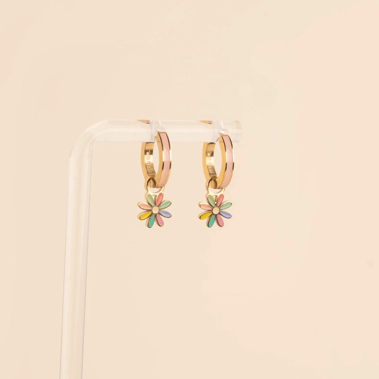 Rainbow Daisy Huggie Hoop Charms by Oh Clementine