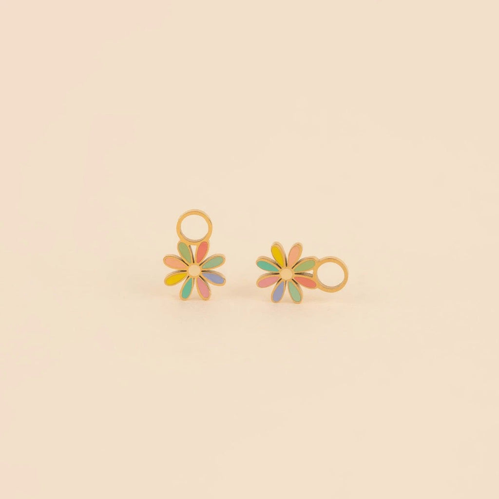 Rainbow Daisy Huggie Hoop Charms by Oh Clementine