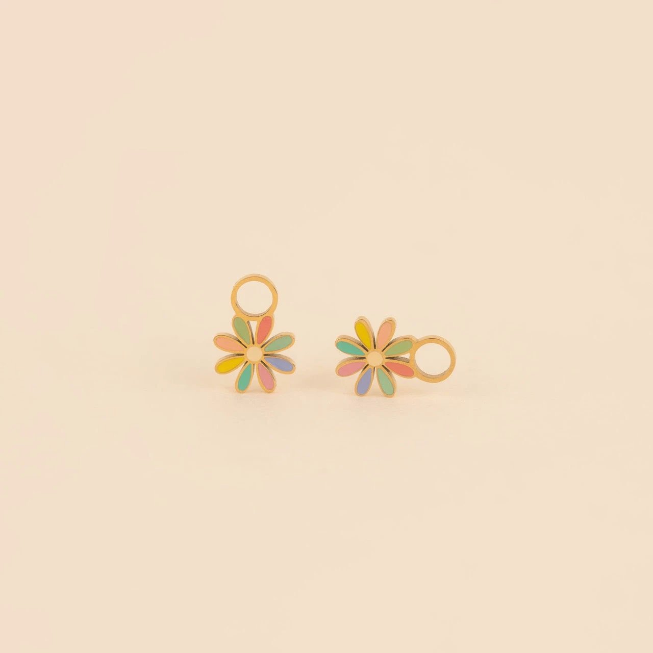 Rainbow Daisy Huggie Hoop Charms by Oh Clementine