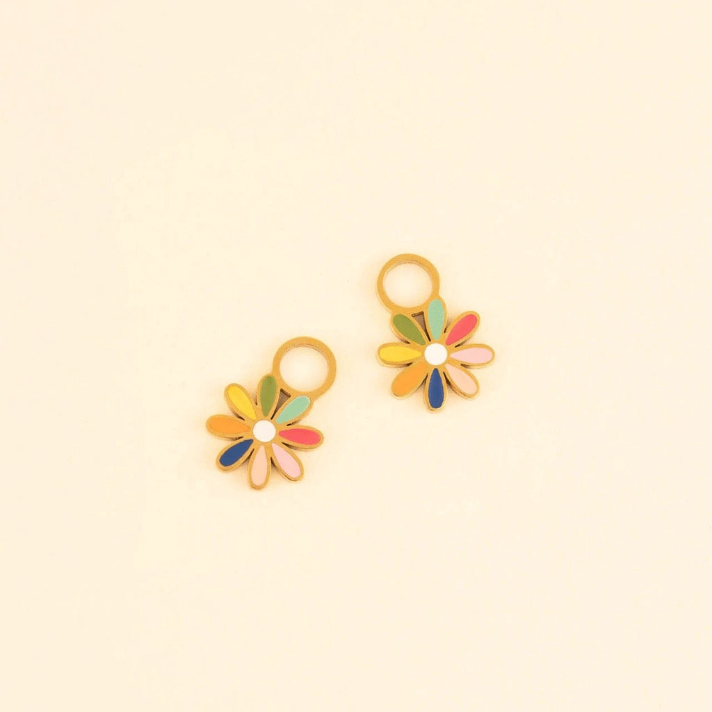 Rainbow Daisy Huggie Hoop Charms by Oh Clementine