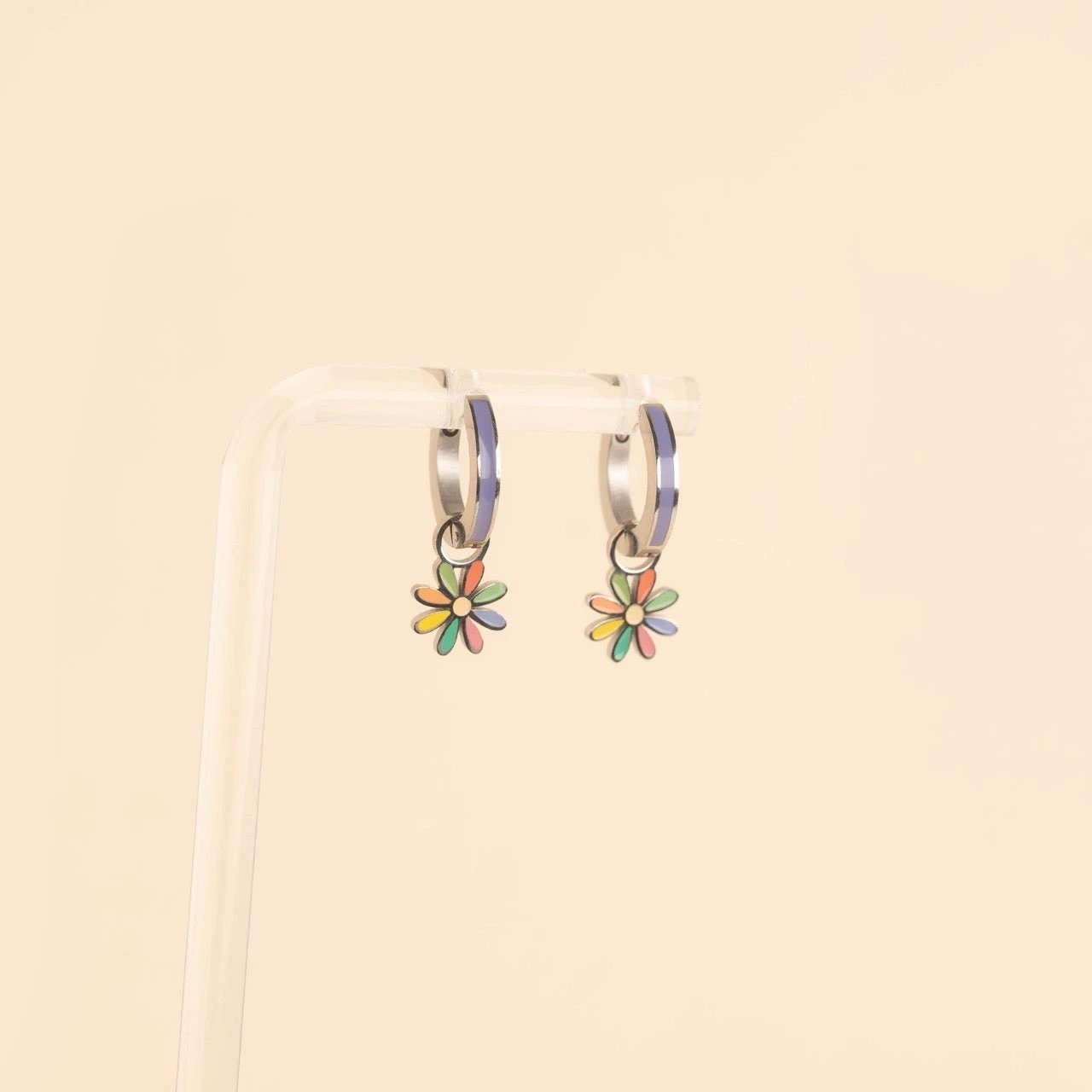 Rainbow Daisy Huggie Hoop Charms by Oh Clementine
