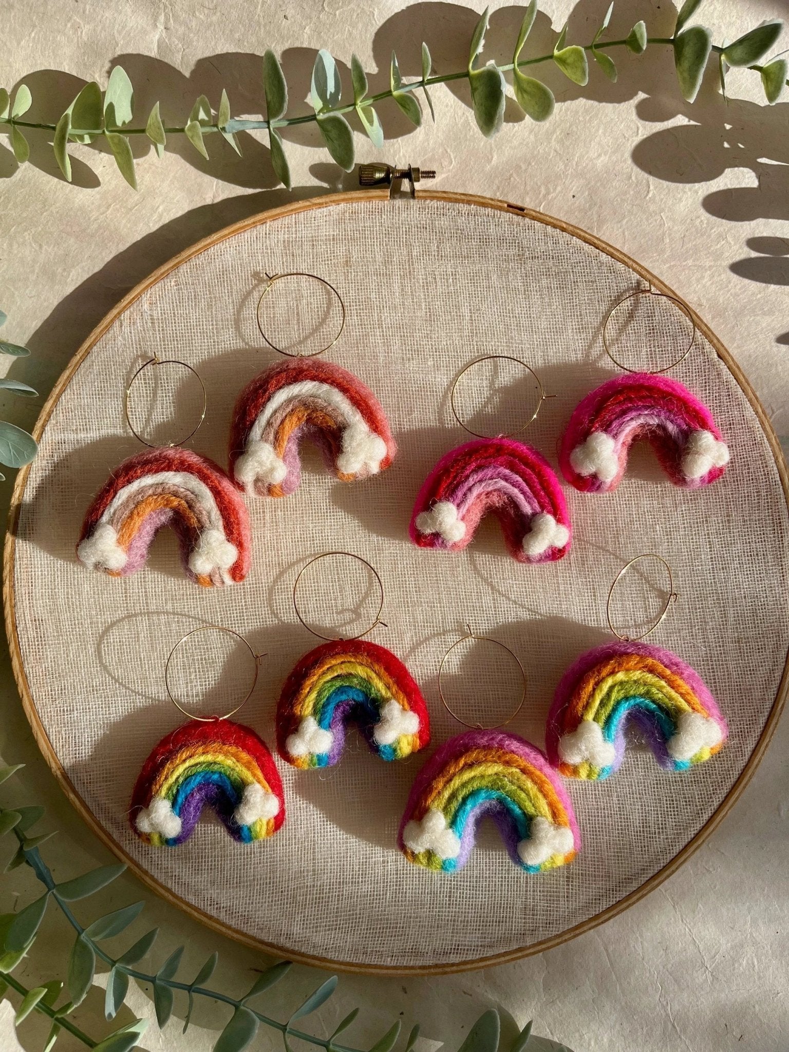 Rainbow Felt Earrings by honeyloomdesigns