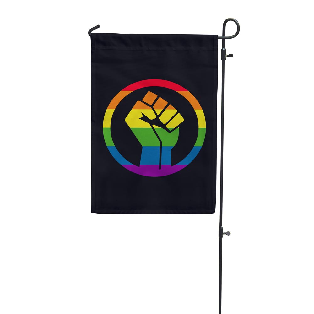 Rainbow Fist Garden Flag Garden Flag La Vie Bien Rainbow Fist Garden Flag