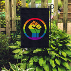 Rainbow Fist Garden Flag Garden Flag La Vie Bien Rainbow Fist Garden Flag
