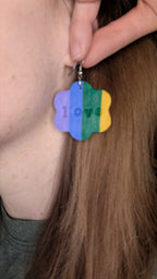 Rainbow flower love polymer clay earrings! For pierced ears. Handmade jewelry perfect for gifting, made in Michigan USA. Colorful! by My Store