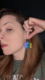 Rainbow flower love polymer clay earrings! For pierced ears. Handmade jewelry perfect for gifting, made in Michigan USA. Colorful! by My Store
