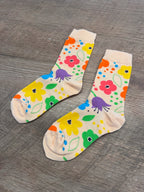 Rainbow Flowers Colorful Floral Unisex Mid - Calf Adult Socks