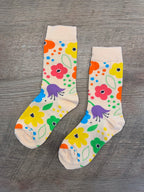 Rainbow Flowers Colorful Floral Unisex Mid - Calf Adult Socks