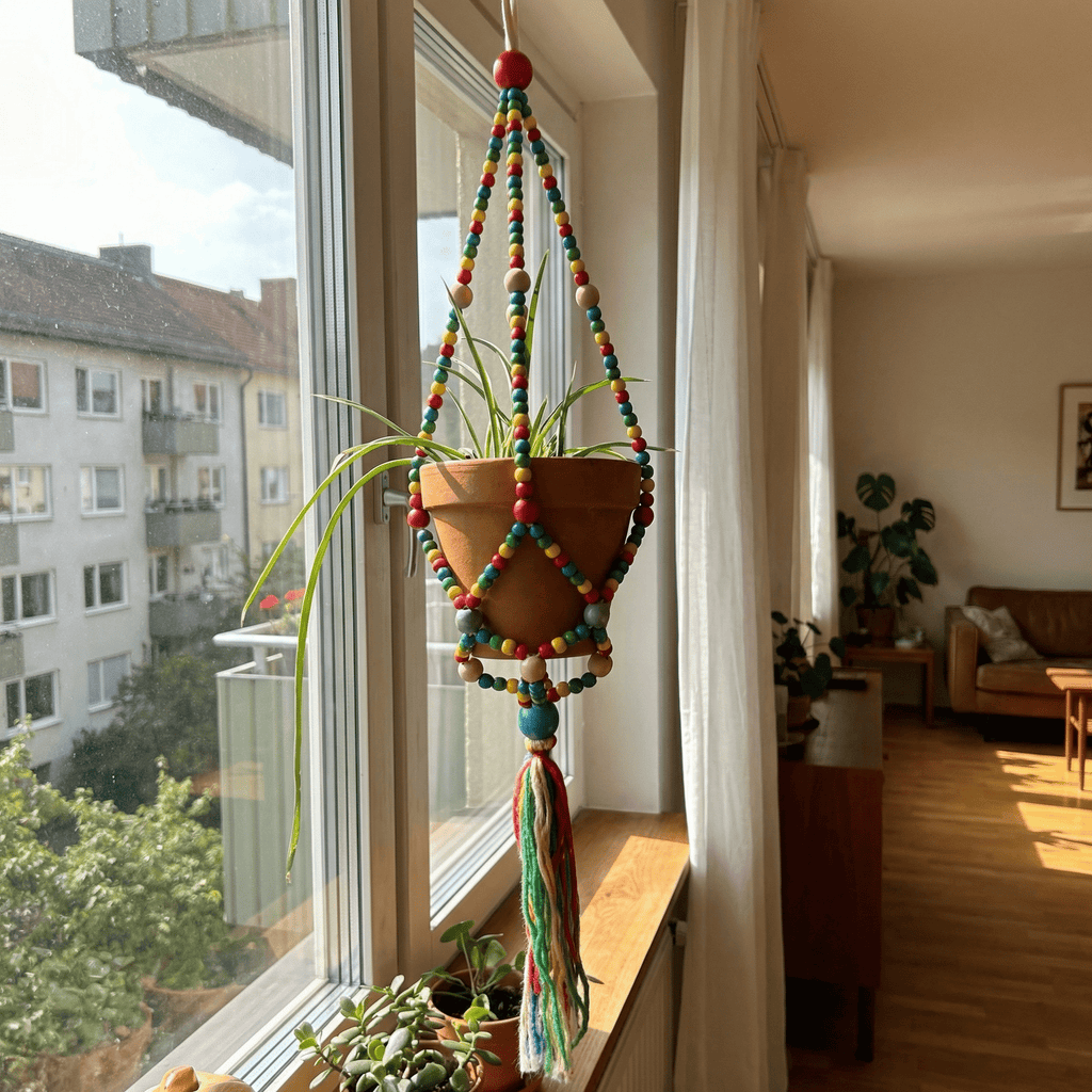 Rainbow Macrame Plant Holder | Bohemian Decorative Hanging Flowerpot Holder Plant Holder La Vie Bien Rainbow Macrame Plant Holder | Bohemian Decorative Hanging Flowerpot Holder