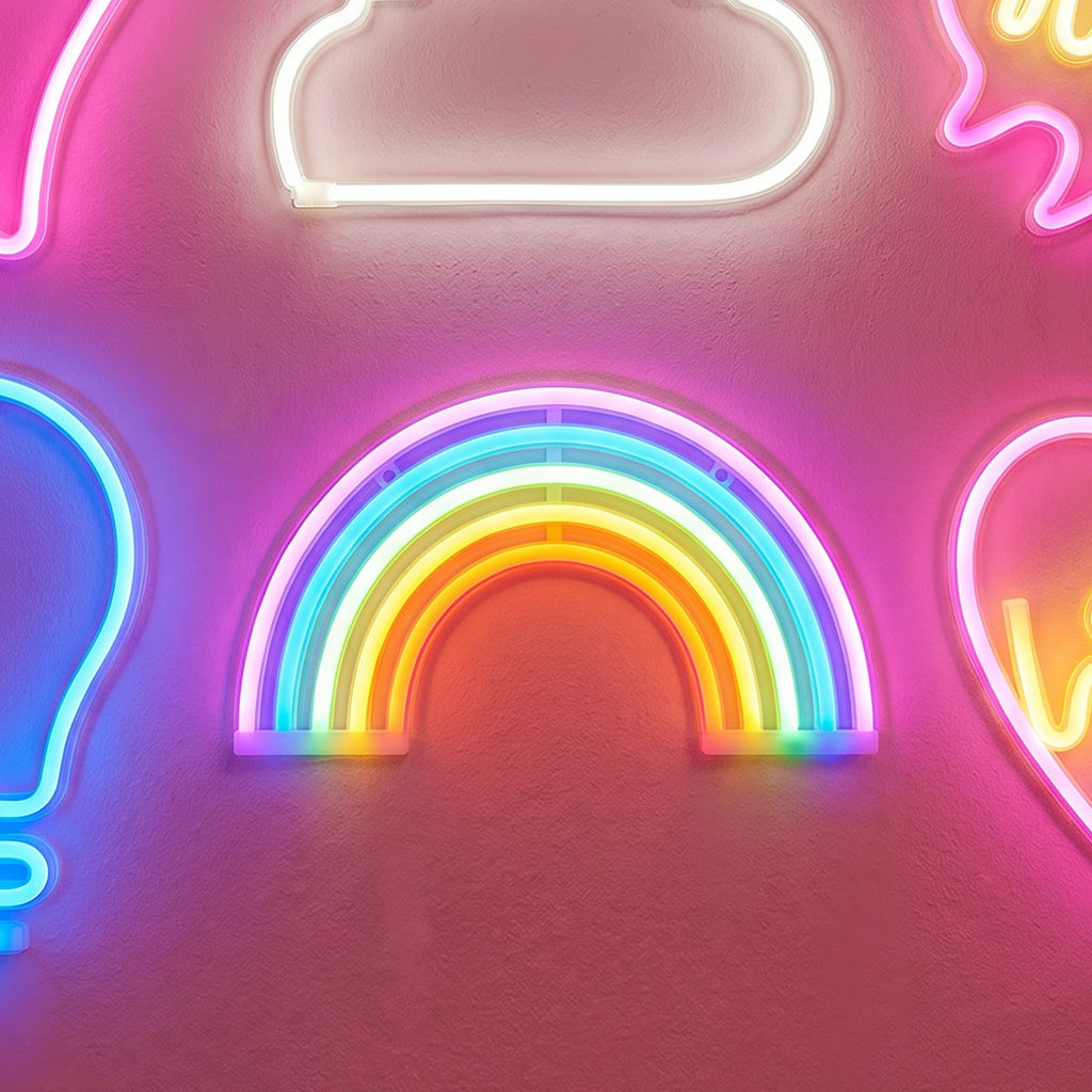 Rainbow Neon LED Light | LGBTQ Pride Retro Wall Art Sign Wall Hanging La Vie Bien Rainbow Neon LED Light | LGBTQ Pride Retro Wall Art Sign