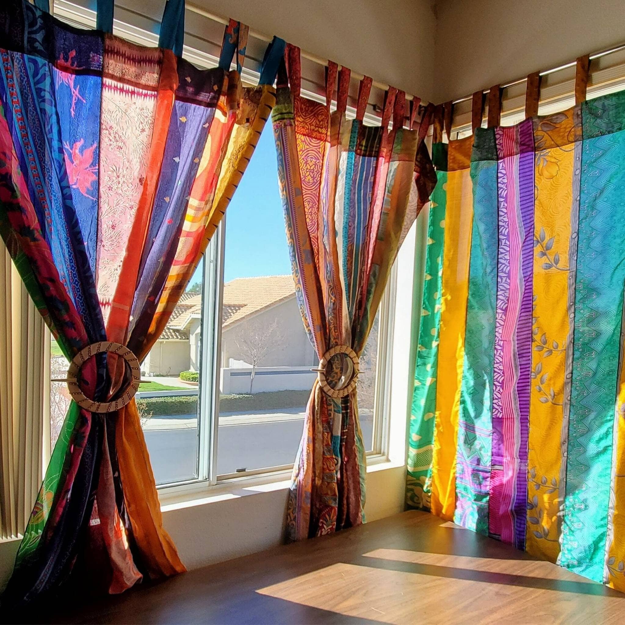 Rainbow Oasis Drapes – Upcycled Boho Curtains Home Decor La Vie Bien Rainbow Oasis Drapes – Upcycled Boho Curtains