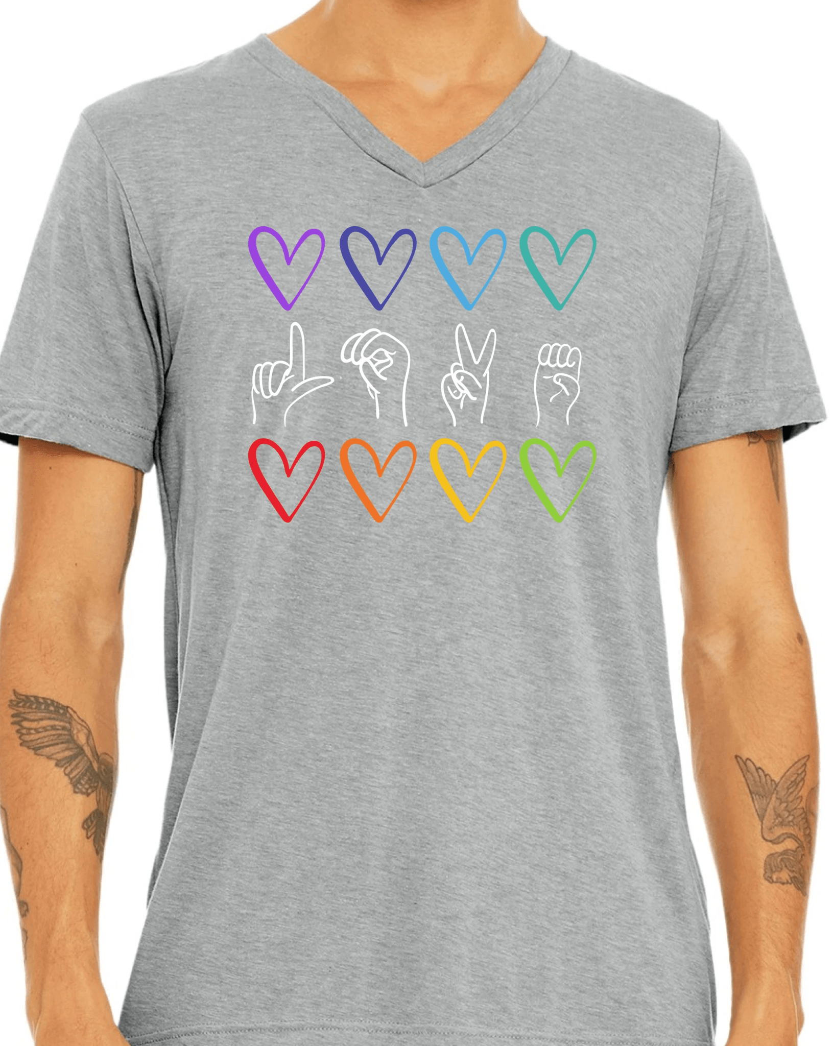 Rainbow Sign Language Love T-Shirt by RainBee Designs LLC