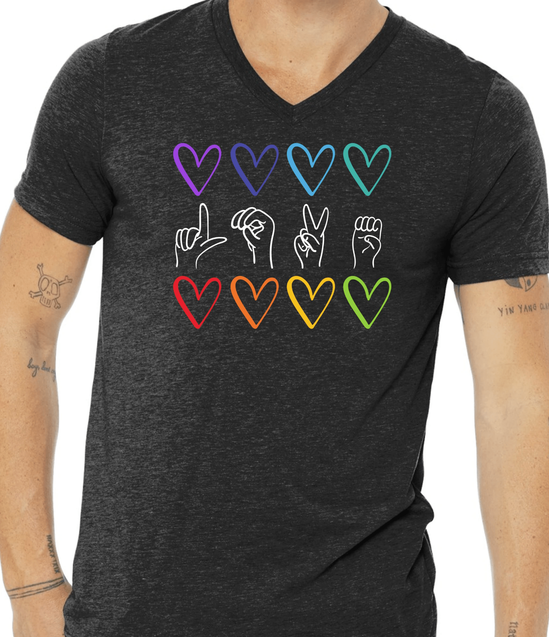 Rainbow Sign Language Love T-Shirt by RainBee Designs LLC
