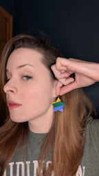 Rainbow star polymer clay earrings for pierced ears! Handmade jewelry perfect for gifting, made in Michigan USA. Colorful happy vibes. by My Store