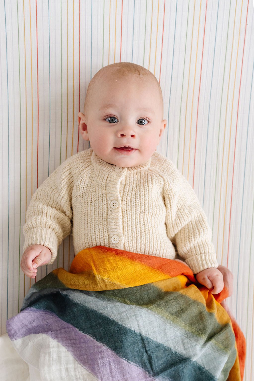Rainbow Stripe Crib Sheet Crib Sheets La Vie Bien Rainbow Stripe Crib Sheet