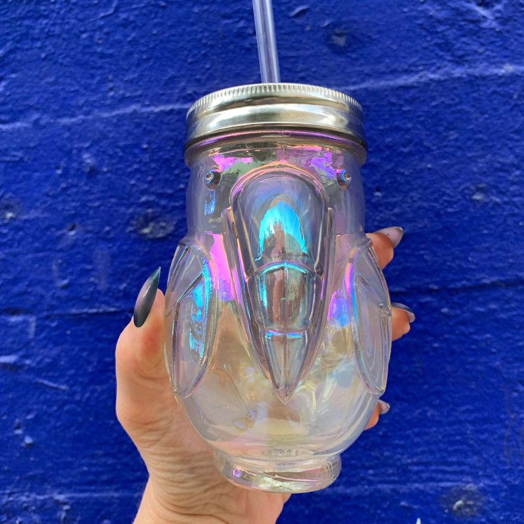 Rainbow Toucan Shaped Sipper | Iridescent Glass | Cocktail or Wine Glass with Straw for Indoors or Outdoors Drinkware La Vie Bien Rainbow Toucan Shaped Sipper | Iridescent Glass | Cocktail or Wine Glass with Straw for Indoors or Outdoors