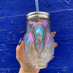 Rainbow Toucan Shaped Sipper | Iridescent Glass | Cocktail or Wine Glass with Straw for Indoors or Outdoors Drinkware La Vie Bien Rainbow Toucan Shaped Sipper | Iridescent Glass | Cocktail or Wine Glass with Straw for Indoors or Outdoors