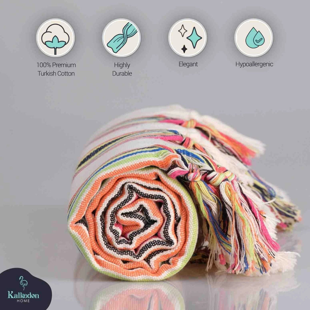 Rainbow Turkish Blanket - 100% Premium Turkish Cotton by Kalkedon Towels