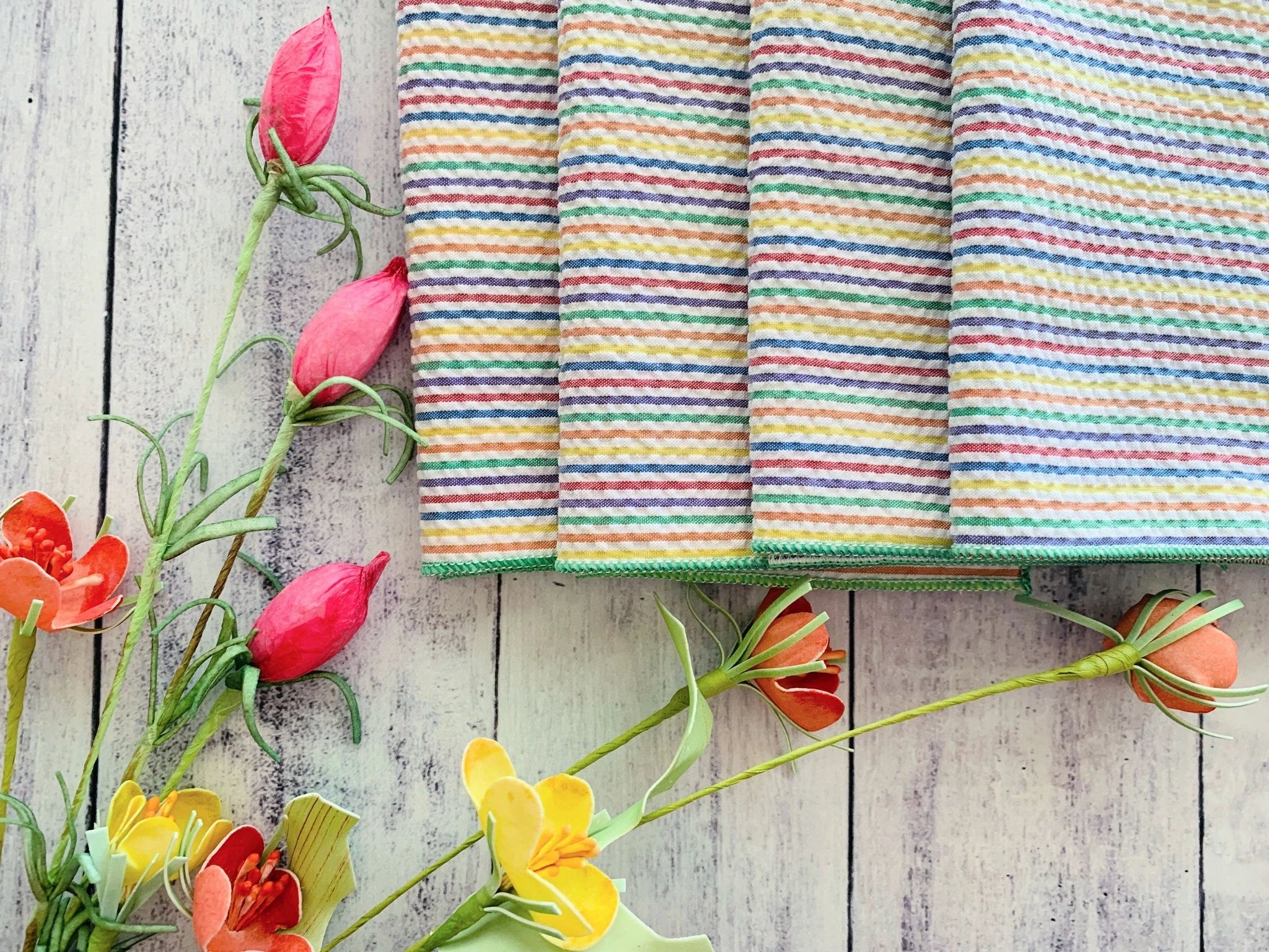 Rainbow Seersucker Cloth Napkins, set of four by Dot and Army
