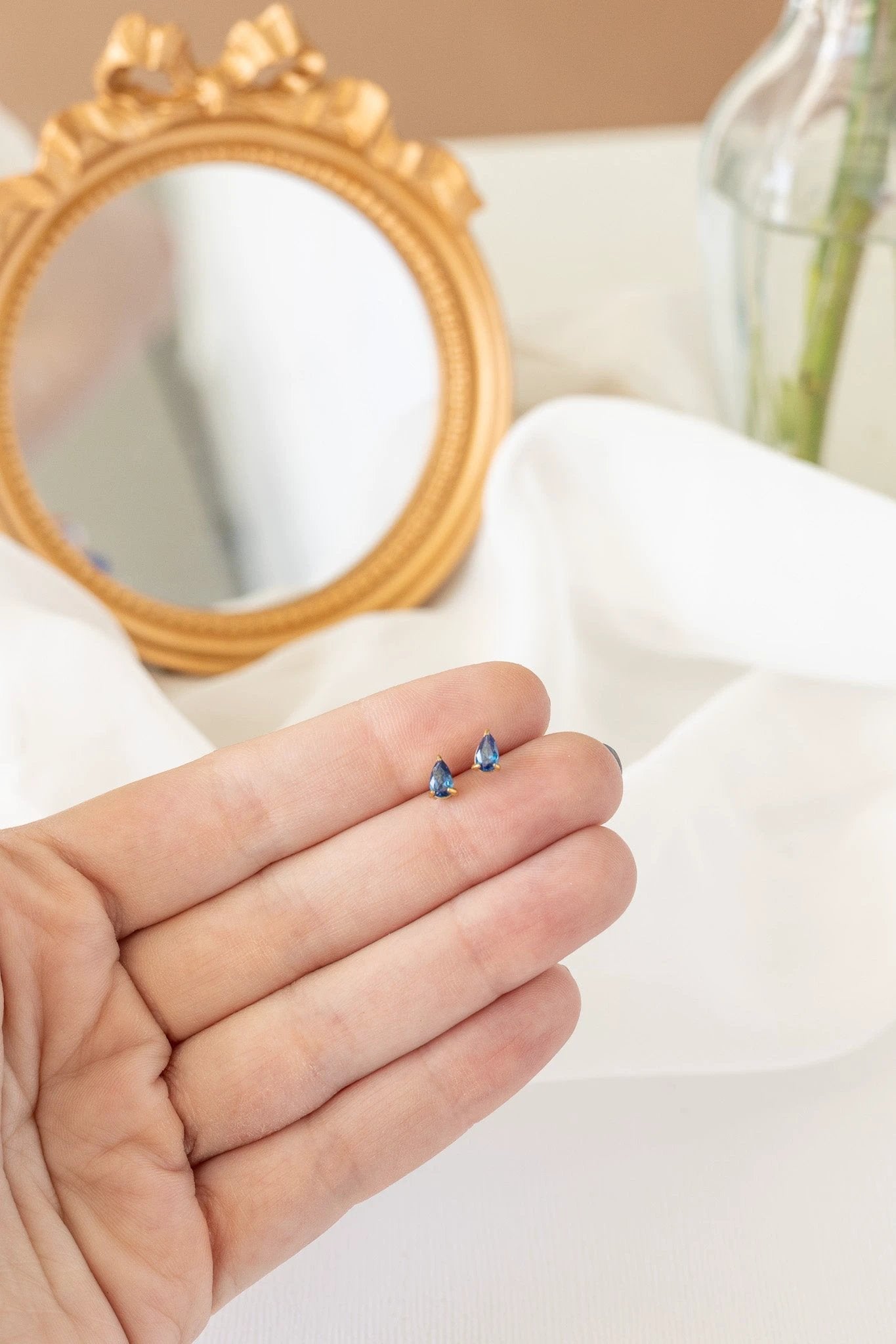 Raindrop Stud in Blue by Rose & Clay