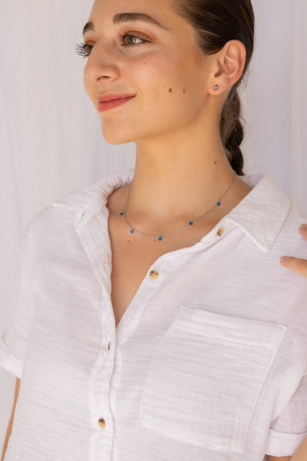 Raindrop Stud in Blue by Rose & Clay