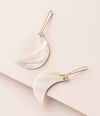 Rajani Crescent Moon Drop Earrings - Mother of Pearl HME stock line La Vie Bien Rajani Crescent Moon Drop Earrings - Mother of Pearl