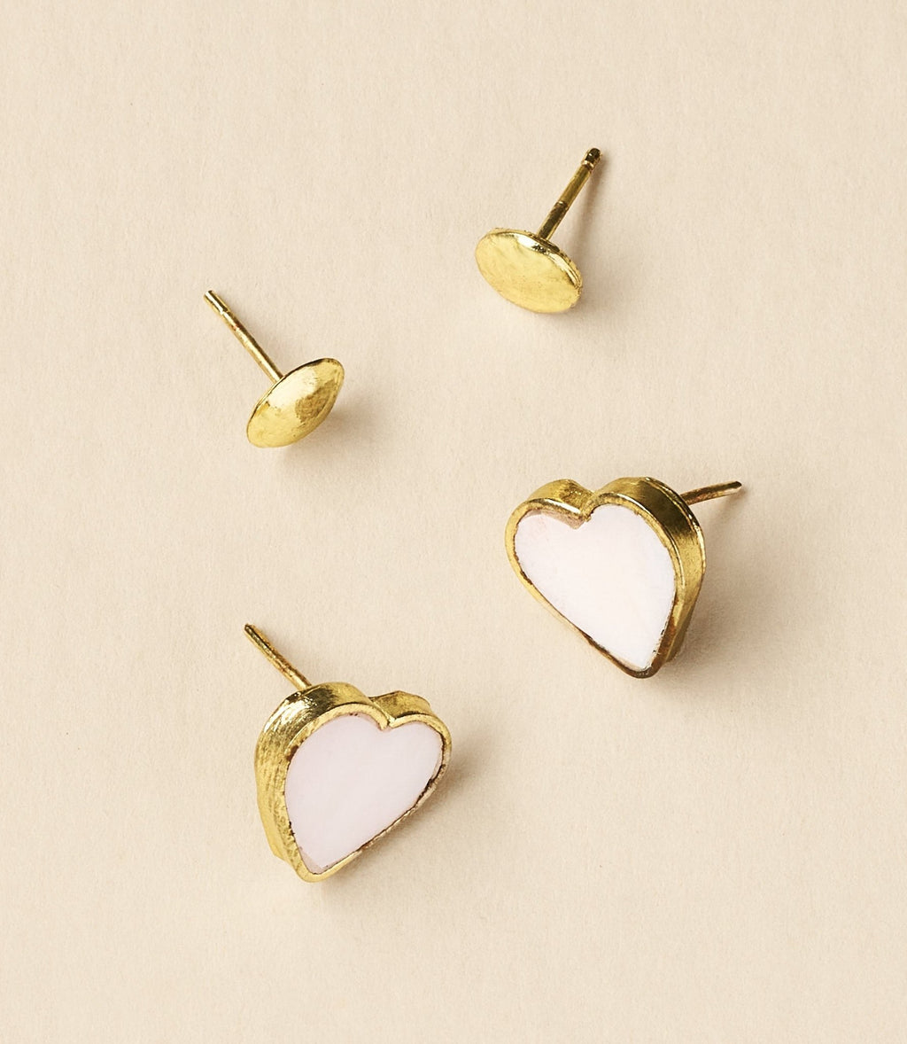 Rajani Heart Mother of Pearl Earring Set - Set of 2 HME stock line La Vie Bien Rajani Heart Mother of Pearl Earring Set - Set of 2