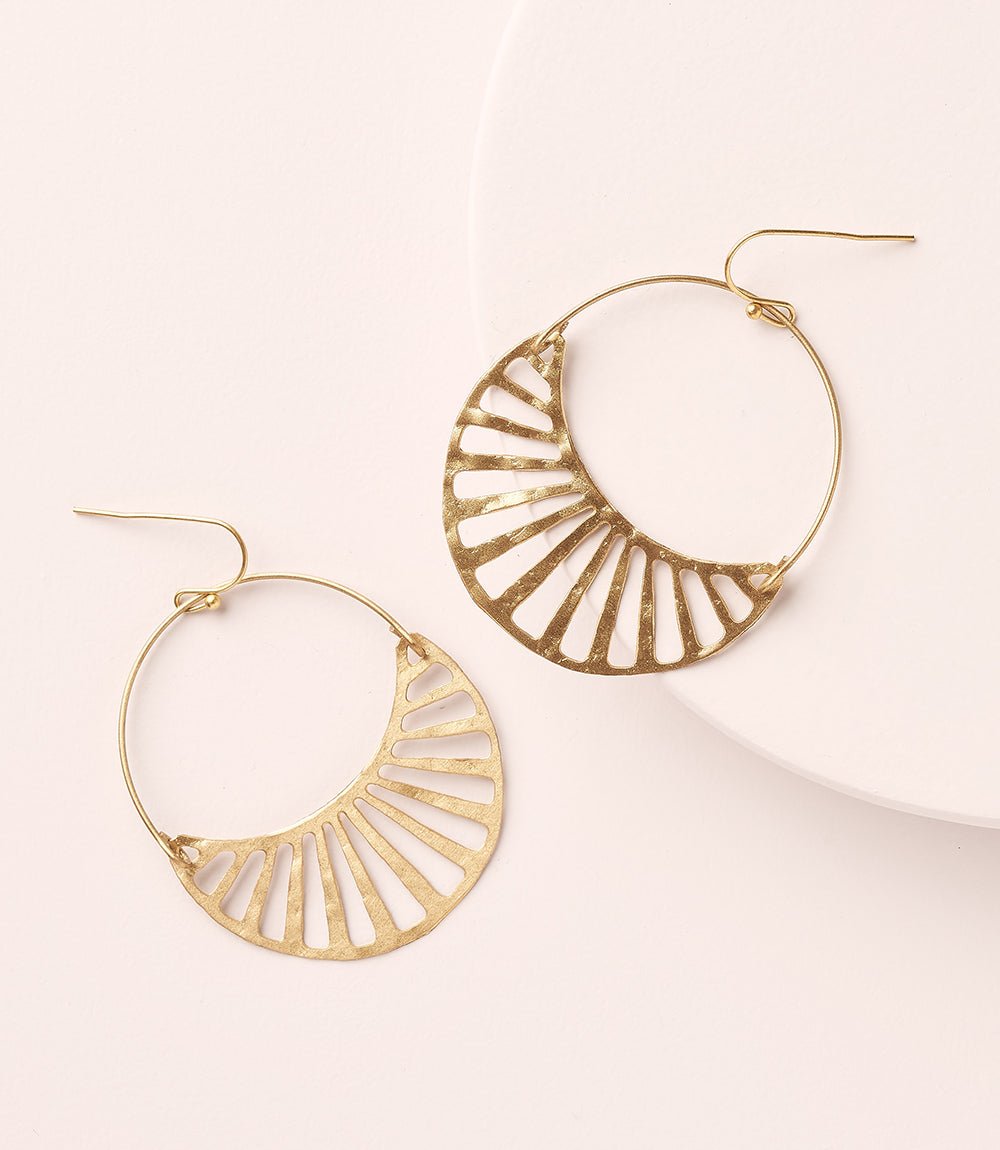Rajani Hoop Earrings - Crescent Disc HME stock line La Vie Bien Rajani Hoop Earrings - Crescent Disc