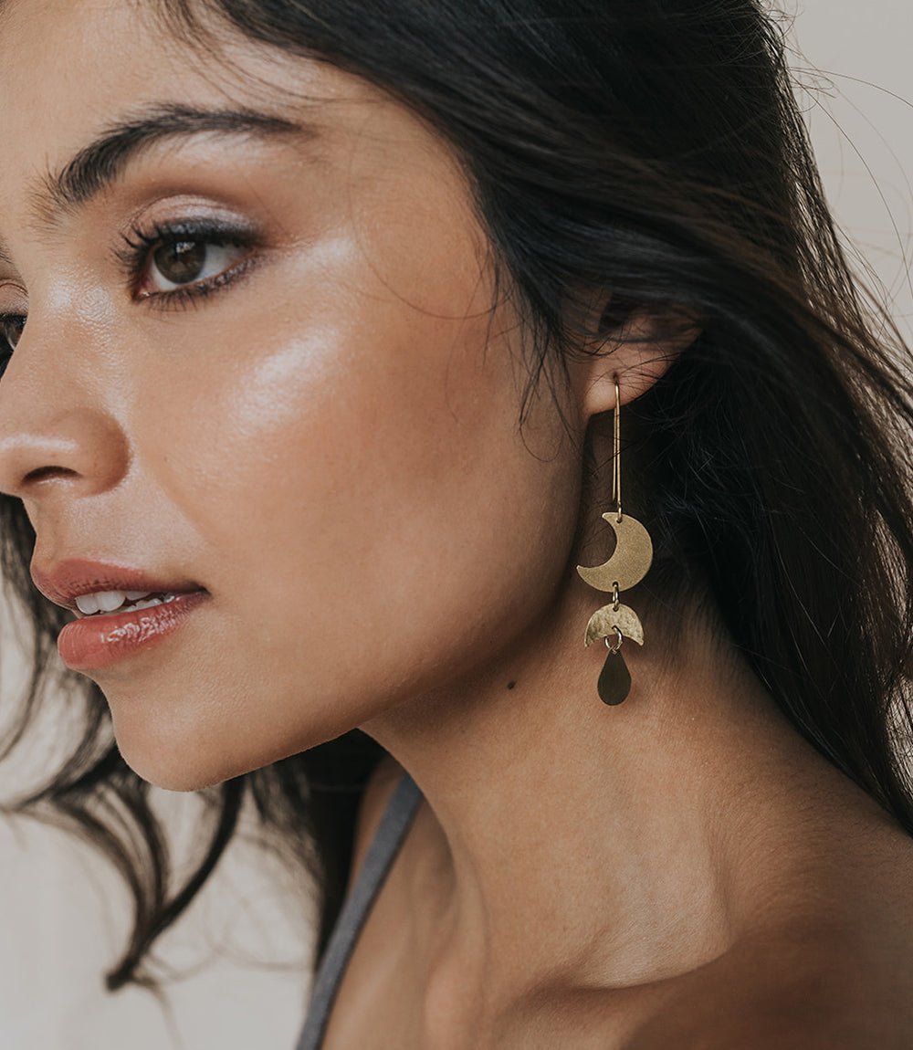 Rajani Moon Phase Drop Earrings HME stock line La Vie Bien Rajani Moon Phase Drop Earrings