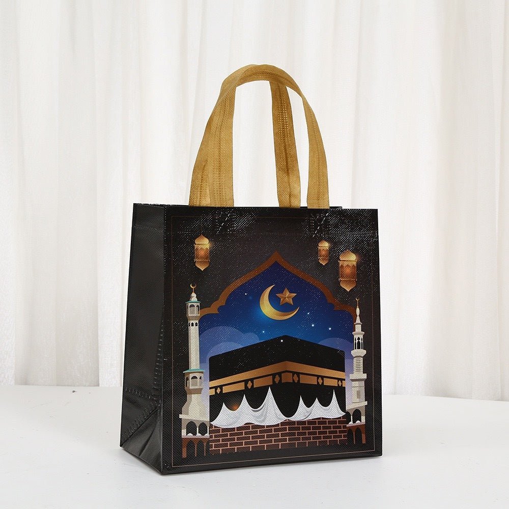 Ramadan Eid Mubarak Handheld Gift Bag Set | Kaaba Print Non-Woven Tote Bags (MAC388) La Vie Bien Ramadan Eid Mubarak Handheld Gift Bag Set | Kaaba Print Non-Woven Tote Bags (MAC388)