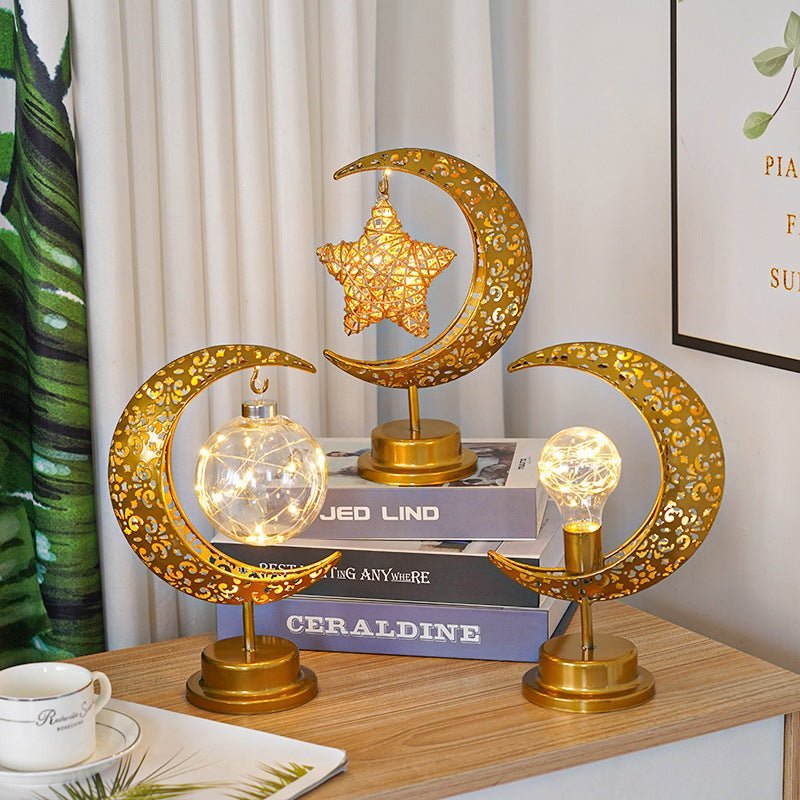 Ramadan Iron Star & Crescent Lamp Festive Candle Holder Decor (MAC399) La Vie Bien Ramadan Iron Star & Crescent Lamp Festive Candle Holder Decor (MAC399)