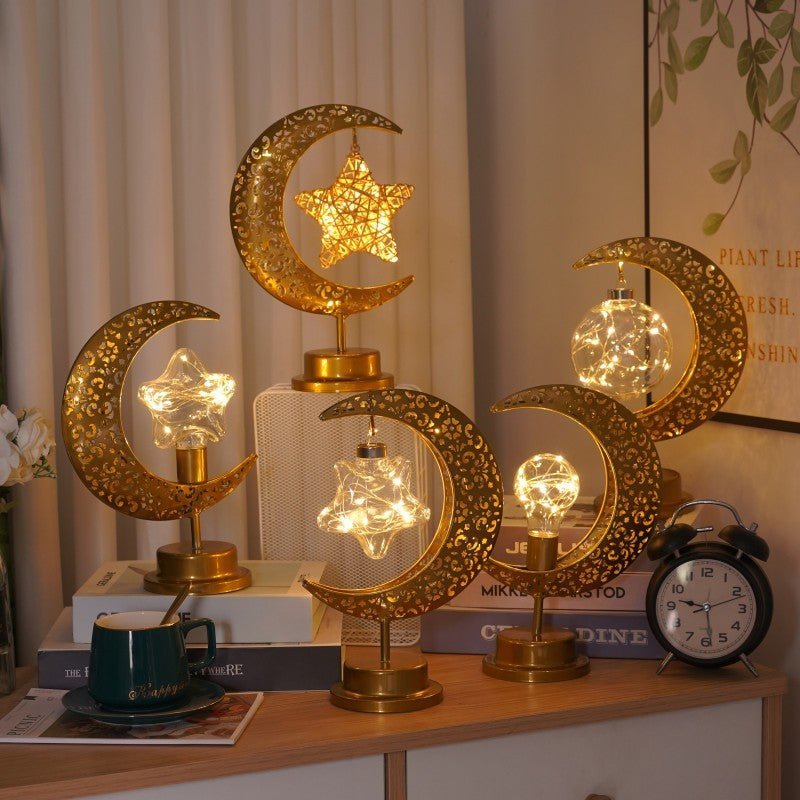 Ramadan Iron Star & Crescent Lamp Festive Candle Holder Decor (MAC399) La Vie Bien Ramadan Iron Star & Crescent Lamp Festive Candle Holder Decor (MAC399)
