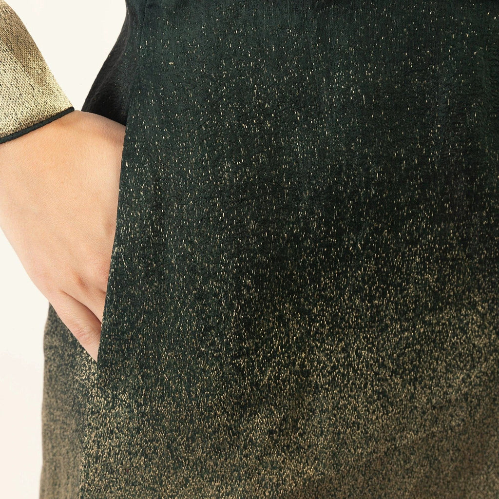Ramona Green Blazer Dress with Jacquard Silk by Raas