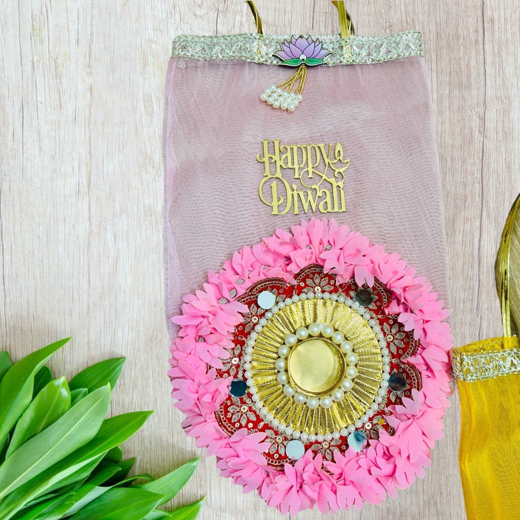 Rangoli Mat with Tissue Bag & Happy Diwali Cutout - Ready to Gift Diwali Gift La Vie Bien Rangoli Mat with Tissue Bag & Happy Diwali Cutout - Ready to Gift Diwali Gift