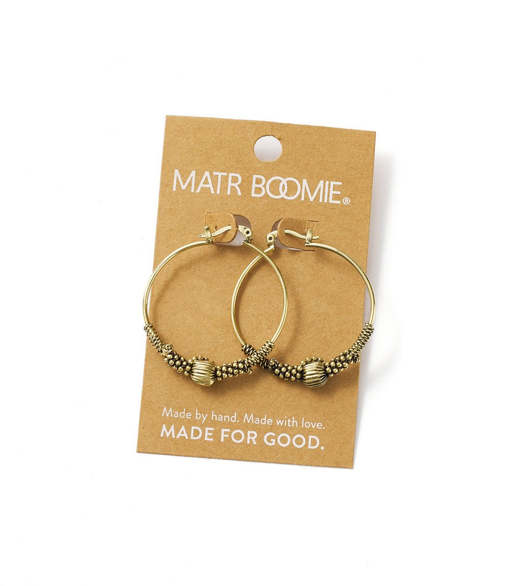 Rani Gold Hoop Earrings - Gold Tone HME stock line La Vie Bien Rani Gold Hoop Earrings - Gold Tone