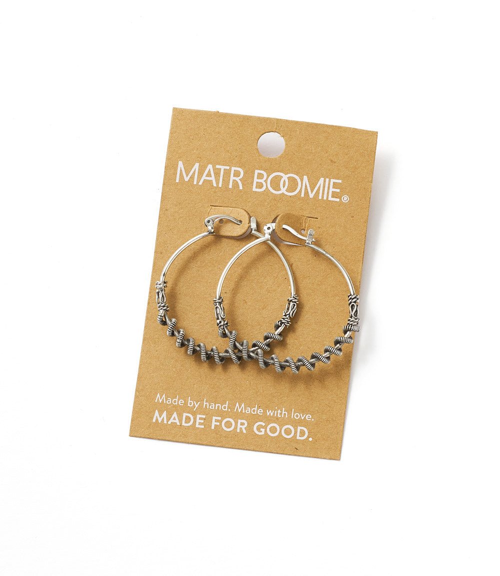 Rani Hoop Earrings - Silver Tone HME stock line La Vie Bien Rani Hoop Earrings - Silver Tone