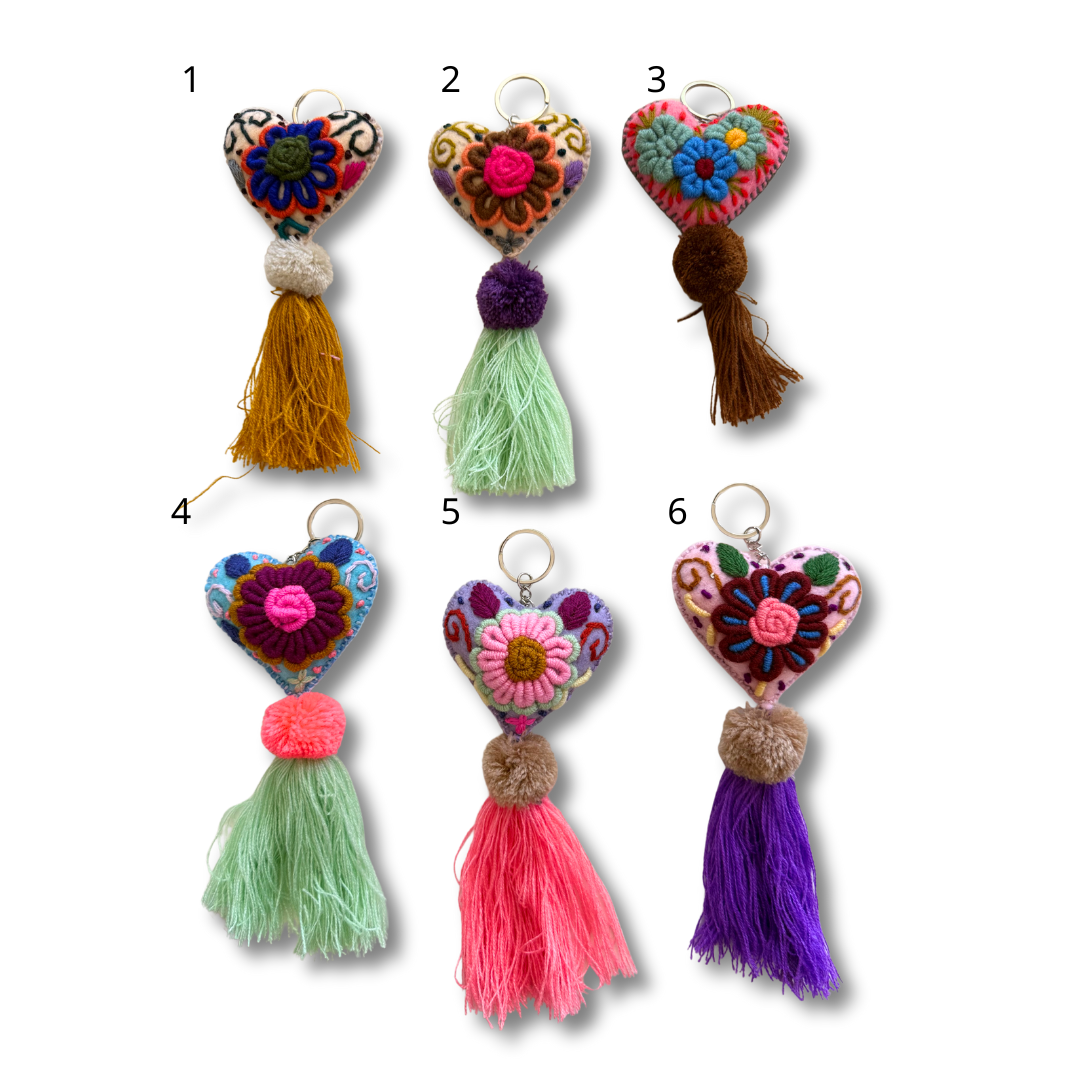 Rapture Embroidered Heart Love Handmade Key Chain | Zipper Pull - Mexico Zipper Pulls La Vie Bien Rapture Embroidered Heart Love Handmade Key Chain | Zipper Pull - Mexico
