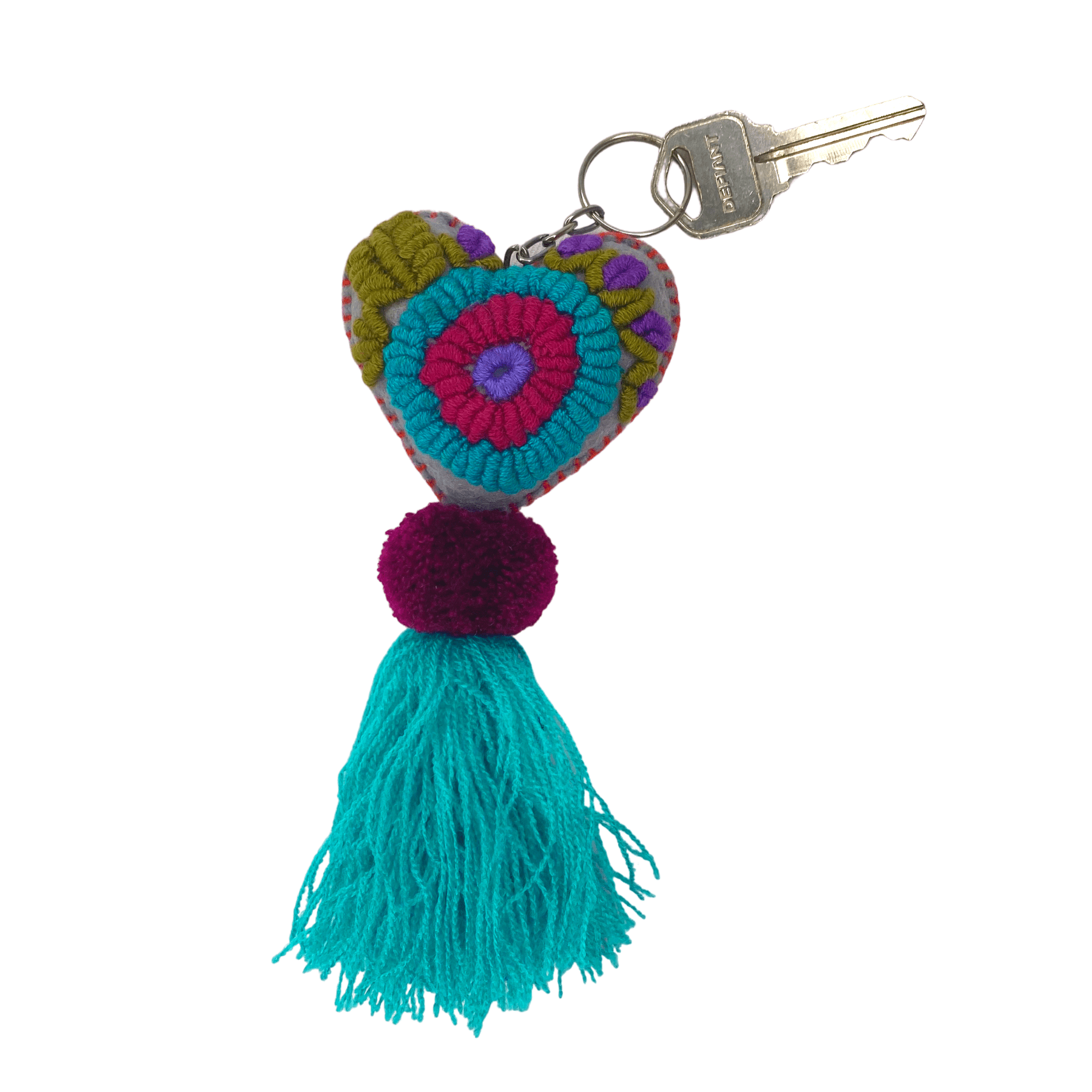 Rapture Embroidered Heart Love Handmade Key Chain | Zipper Pull - Mexico Zipper Pulls La Vie Bien Rapture Embroidered Heart Love Handmade Key Chain | Zipper Pull - Mexico