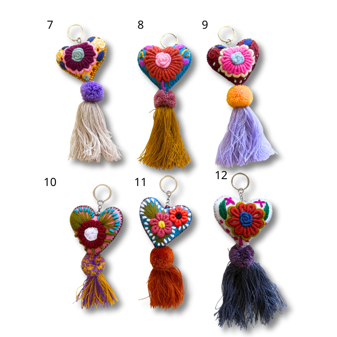 Rapture Embroidered Heart Love Handmade Key Chain | Zipper Pull - Mexico Zipper Pulls La Vie Bien Rapture Embroidered Heart Love Handmade Key Chain | Zipper Pull - Mexico