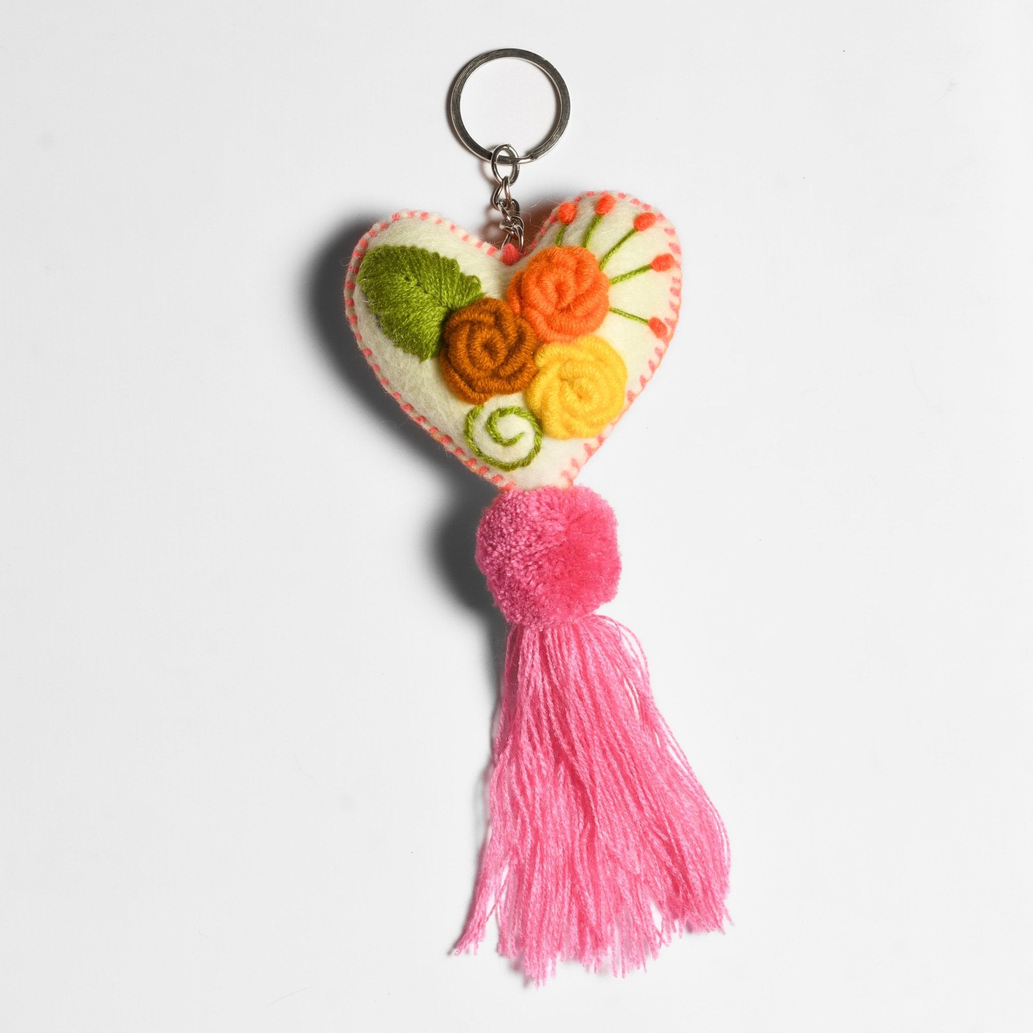 Rapture Embroidered Heart Love Handmade Key Chain | Zipper Pull - Mexico Zipper Pulls La Vie Bien Rapture Embroidered Heart Love Handmade Key Chain | Zipper Pull - Mexico