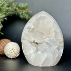 Rare White Quartz Crystal With Calcite & Agate Rocks & Geodes La Vie Bien Rare White Quartz Crystal With Calcite & Agate
