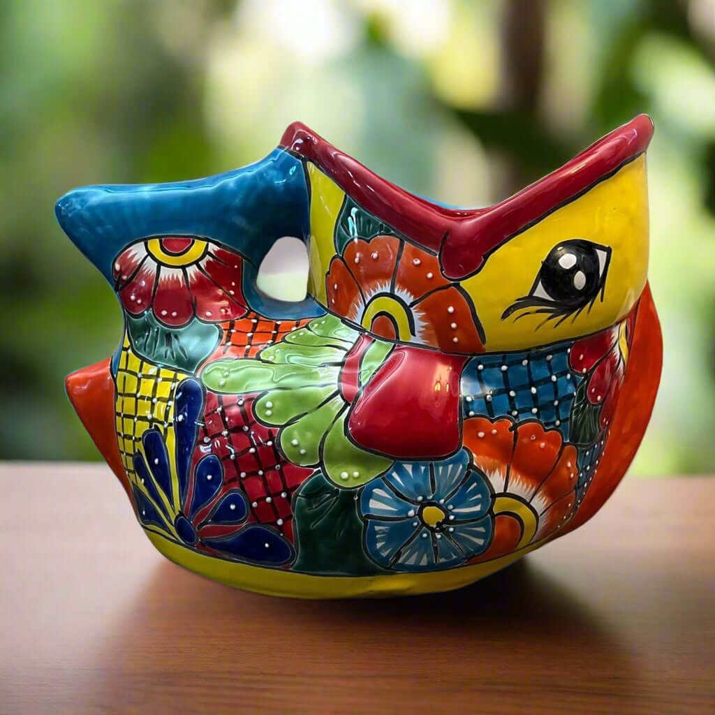 Rare XL Talavera Fish Planter | Hand - Painted Mexican Statue Pottery Talavera Planter La Vie Bien Rare XL Talavera Fish Planter | Hand - Painted Mexican Statue Pottery