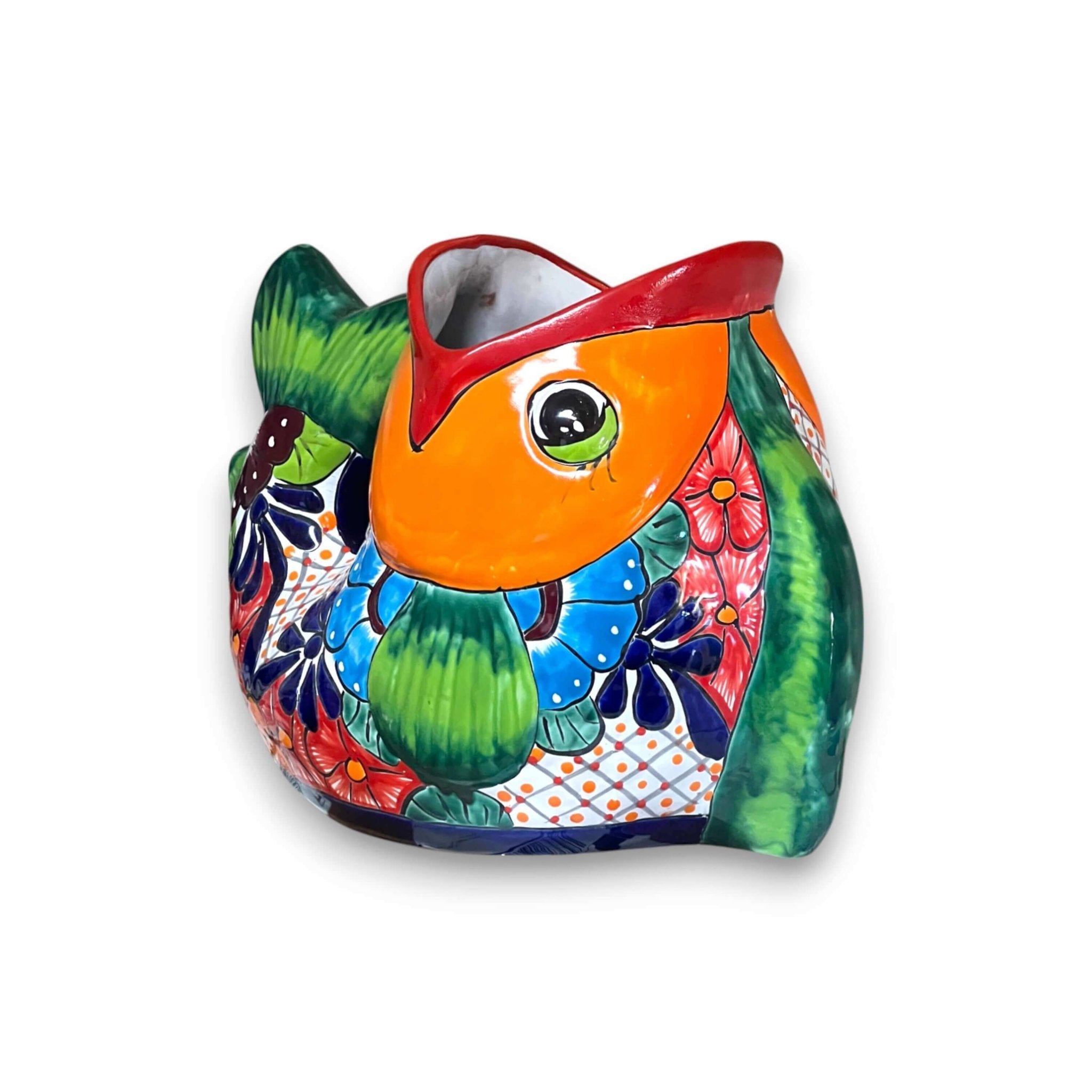 Rare XL Talavera Fish Planter | Hand - Painted Mexican Statue Pottery Talavera Planter La Vie Bien Rare XL Talavera Fish Planter | Hand - Painted Mexican Statue Pottery
