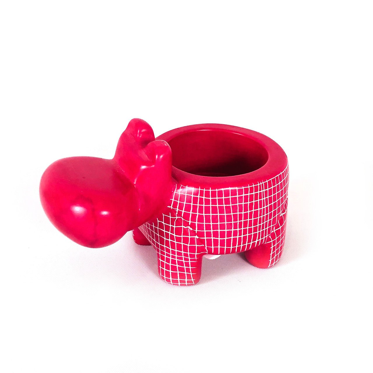 Raspberry Pink Hippo Tealight Holder- Soapstone La Vie Bien Raspberry Pink Hippo Tealight Holder- Soapstone