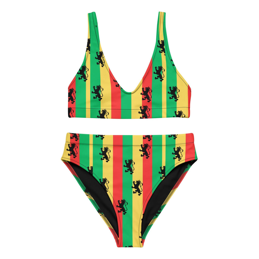 Rasta Reggae High Waisted Bikini All - Over Print Recycled High - Waisted Bikini La Vie Bien Rasta Reggae High Waisted Bikini