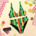Rasta Reggae High Waisted Bikini All - Over Print Recycled High - Waisted Bikini La Vie Bien Rasta Reggae High Waisted Bikini