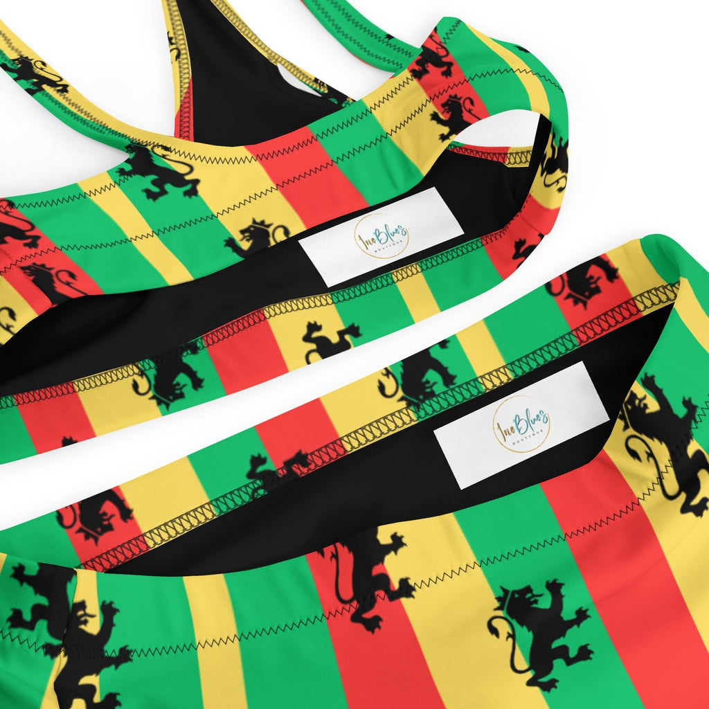 Rasta Reggae High Waisted Bikini All - Over Print Recycled High - Waisted Bikini La Vie Bien Rasta Reggae High Waisted Bikini