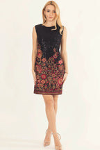 Ravina Black Short Dress with All-Over Sequins Embroidery by Raas