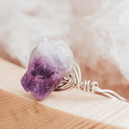 Raw Amethyst Crystal Ring – Hand Wrapped Purple Stone Ring Rings La Vie Bien Raw Amethyst Crystal Ring – Hand Wrapped Purple Stone Ring