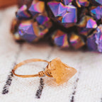 Raw Citrine Wire Wrapped Crystal Ring Finger Rings La Vie Bien Raw Citrine Wire Wrapped Crystal Ring